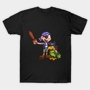 Pirate Kid And Parrot T-Shirt